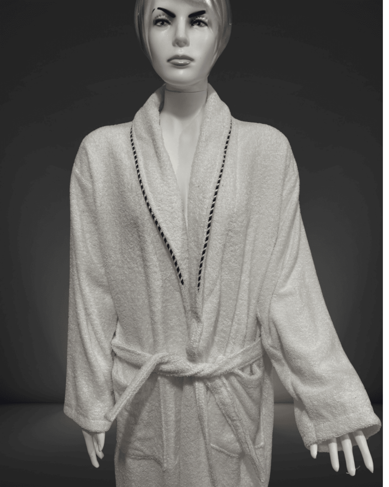 100% Cotton White Piping Women's Bathrobe