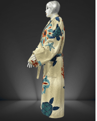 %100 Pamuklu Desenli Kadın Bornozu/Kimono