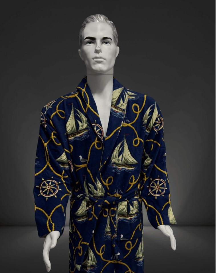 %100 Pamuklu Desenli Şık Erkek Bornozu/Kimono