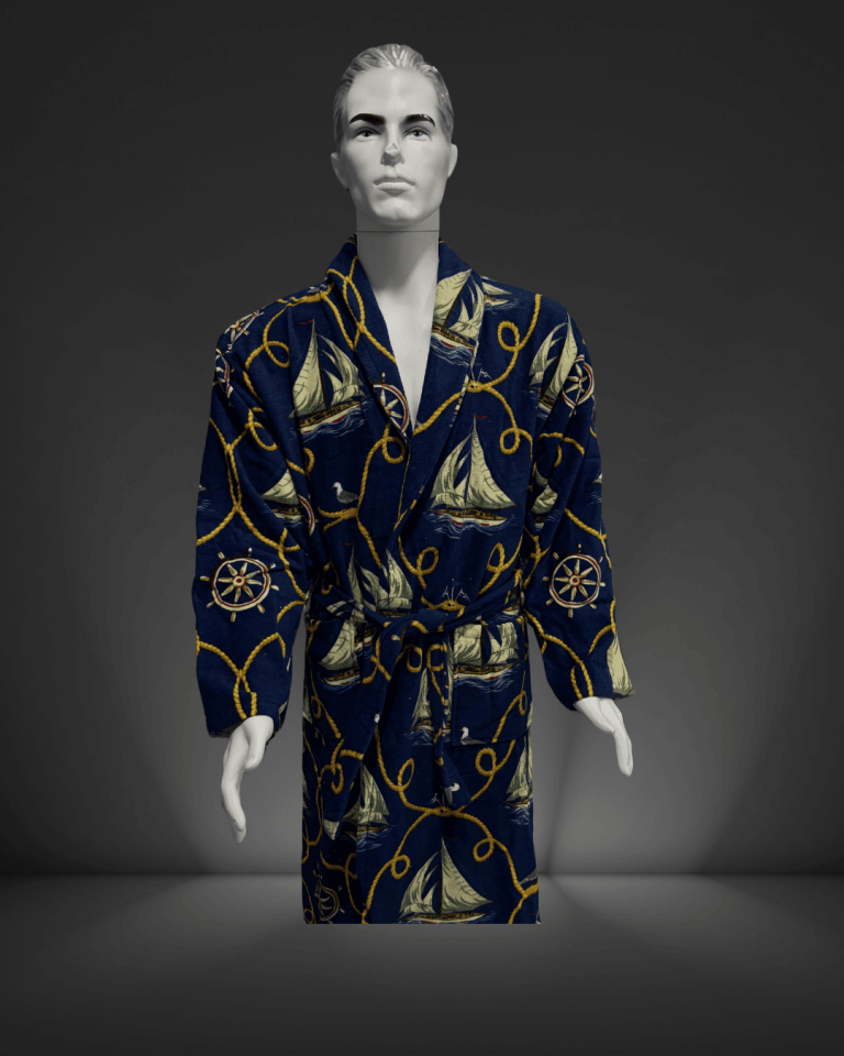 %100 Pamuklu Desenli Şık Erkek Bornozu/Kimono