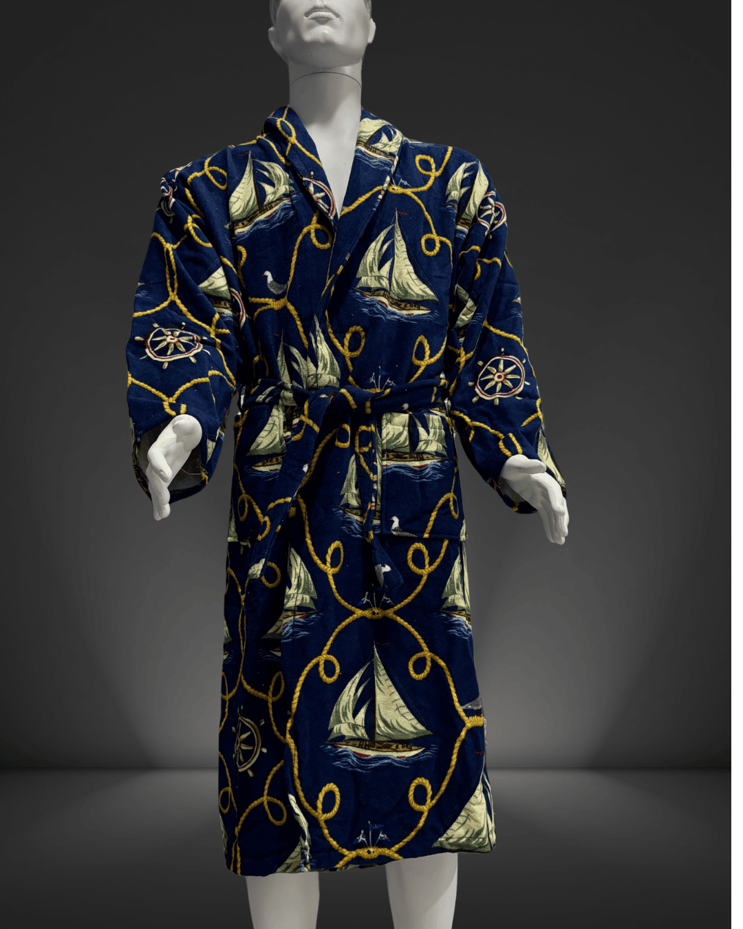 %100 Pamuklu Desenli Şık Erkek Bornozu/Kimono