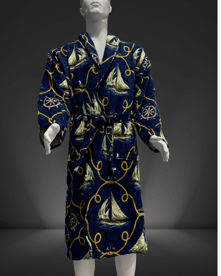 %100 Pamuklu Desenli Şık Erkek Bornozu/Kimono
