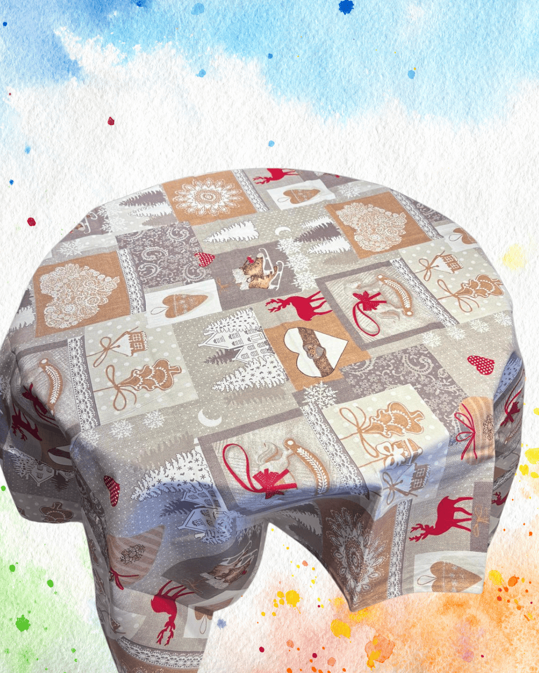 Stain Resistant Tablecloth Merry Christmas New Year