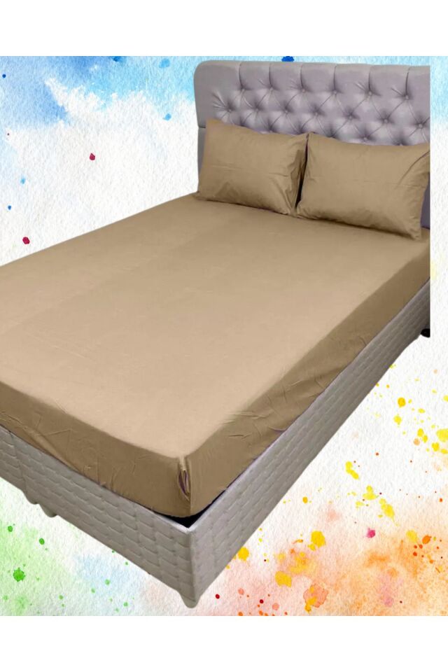 %100 Pamuklu King Size Lastikli Çarşaf (2li Yastık Kılıflı)