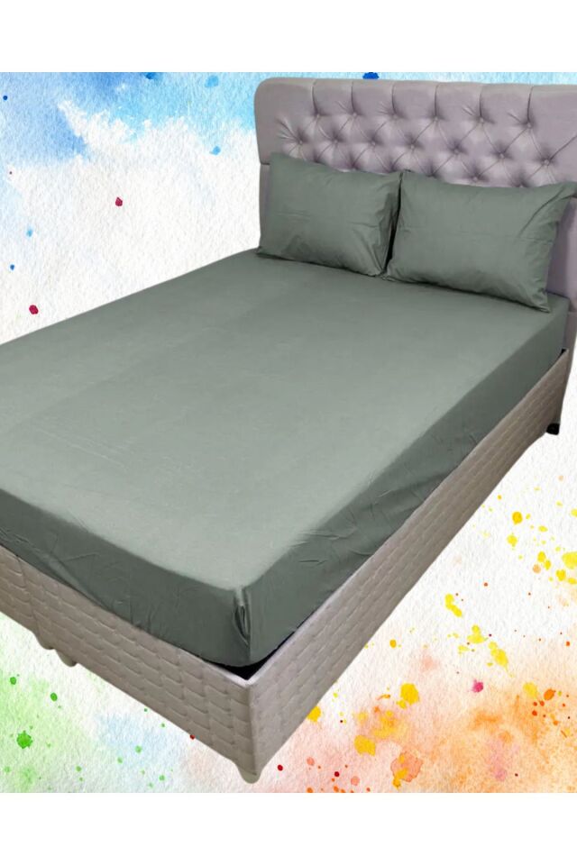 %100 Pamuklu King Size Lastikli Çarşaf (2li Yastık Kılıflı)