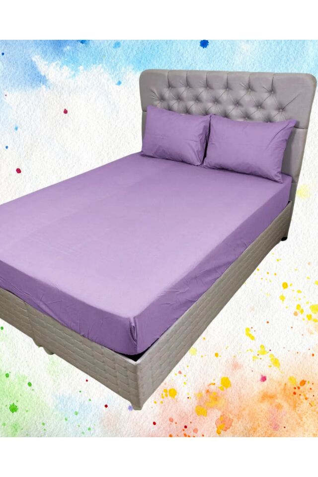 %100 Pamuklu King Size Lastikli Çarşaf (2li Yastık Kılıflı)