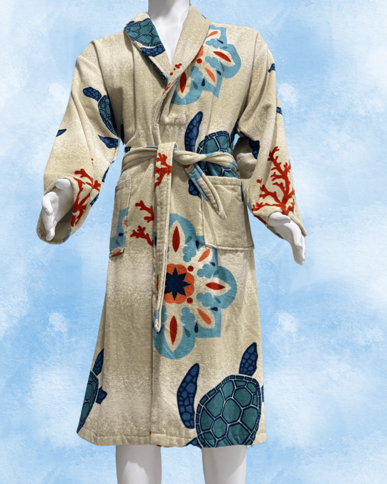 %100 Pamuklu Desenli Şık Erkek Bornozu/Kimono