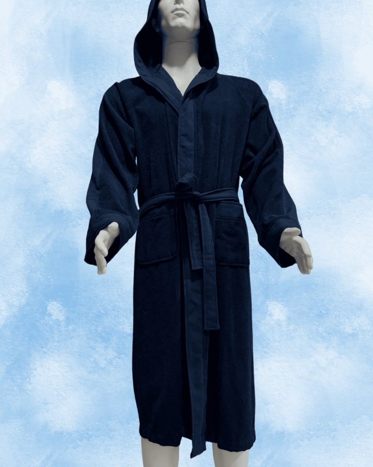 100% Cotton Blue Men's Bathrobe/Dressing Gown