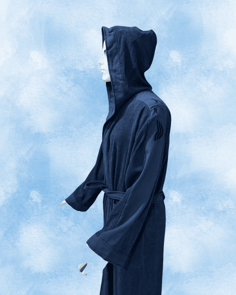 100% Cotton Blue Men's Bathrobe/Dressing Gown