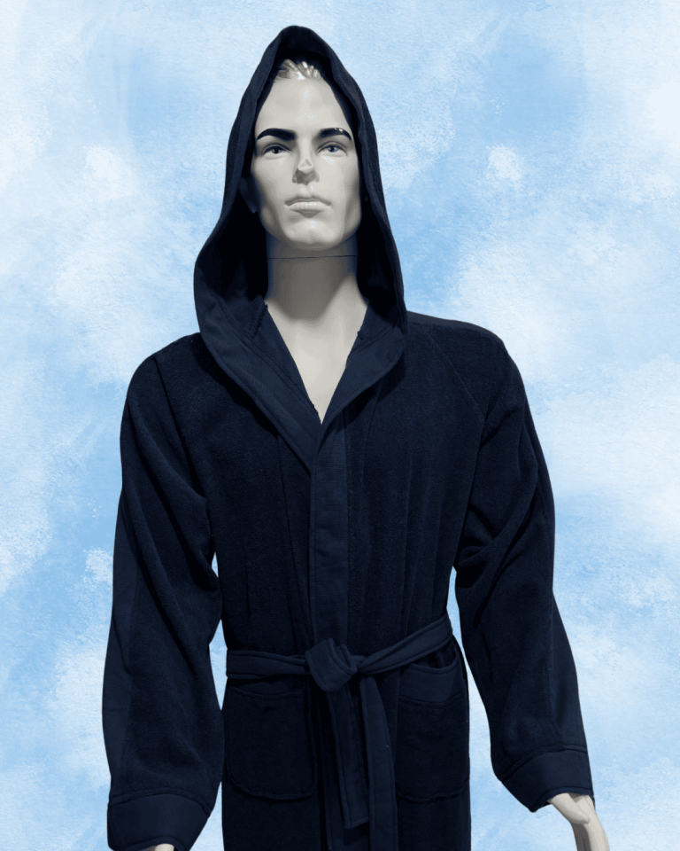 100% Cotton Blue Men's Bathrobe/Dressing Gown