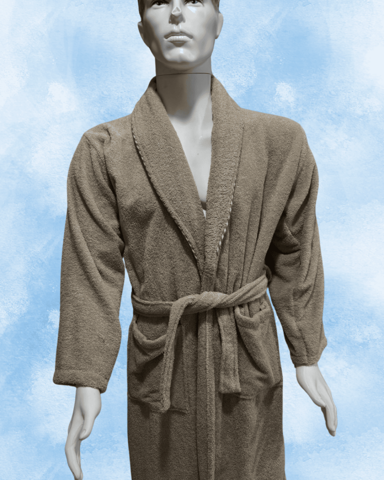 100% Cotton Mink Colored Piping Men's Bathrobe