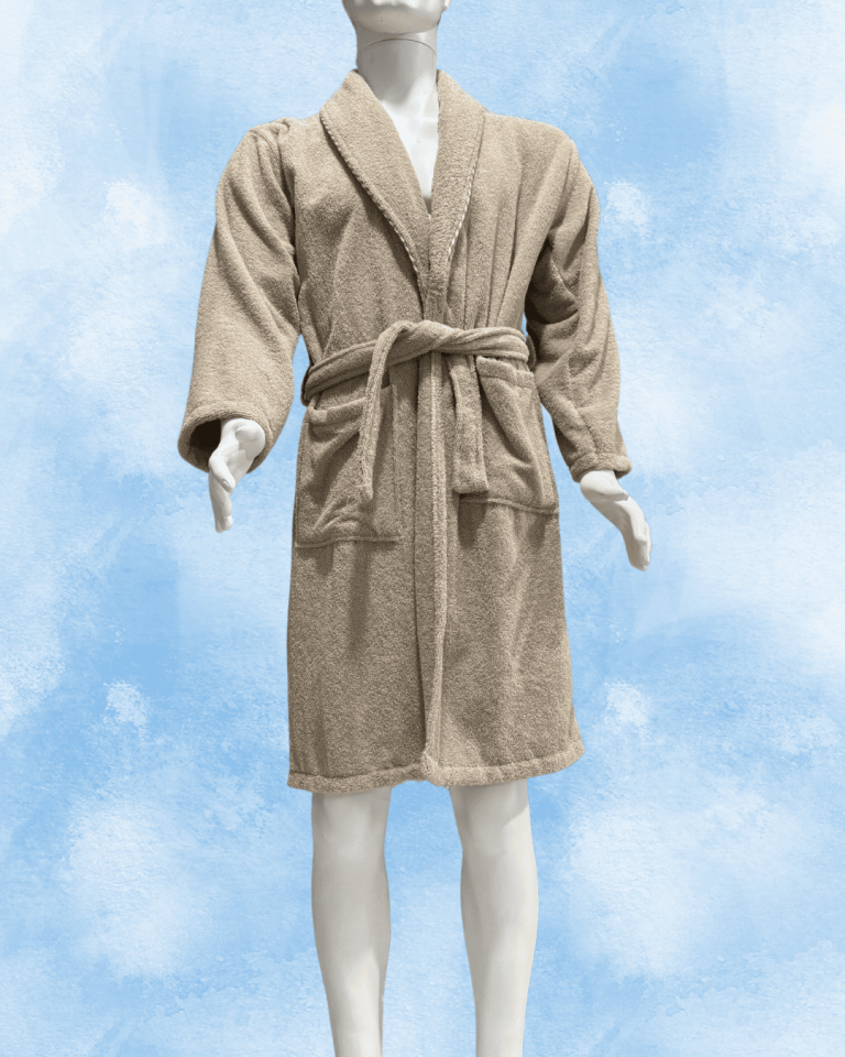 100% Cotton Mink Colored Piping Men's Bathrobe