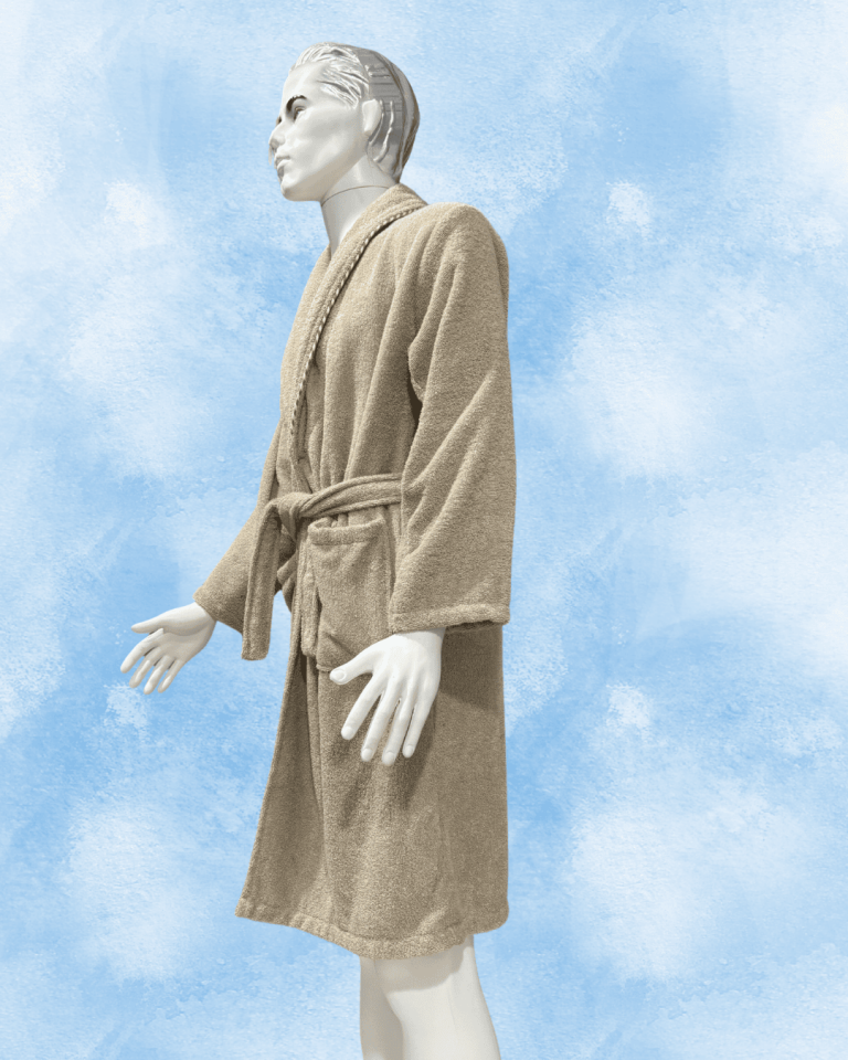 100% Cotton Mink Colored Piping Men's Bathrobe