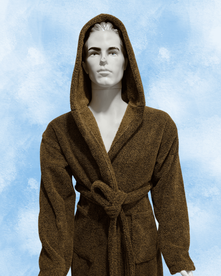 %100 Pamuklu Kalın Hardal  Şık Erkek Bornozu