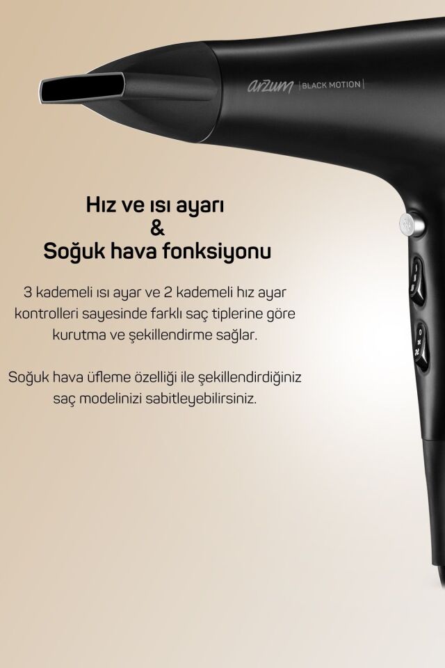 Ar5099 Black Motion Saç Kurutma Makinesi